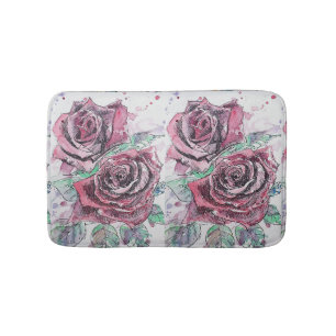 Red Roses Rose art flower floral Bath Mat