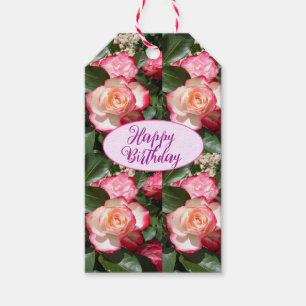 Red Roses Roses White Flower Floral Cottage Garden Gift Tags