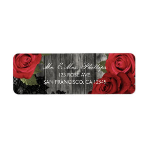 Red Roses Rustic Black Lace Wedding Favor Gift