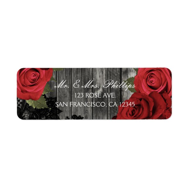 Red Roses Rustic Black Lace Wedding Favor Gift (Front)