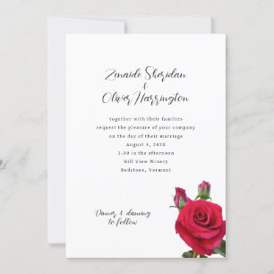 Red Roses Rustic Kraft Wedding Invitation