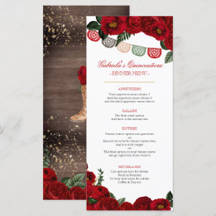 Red Roses Rustic Western Charra Party  Menu