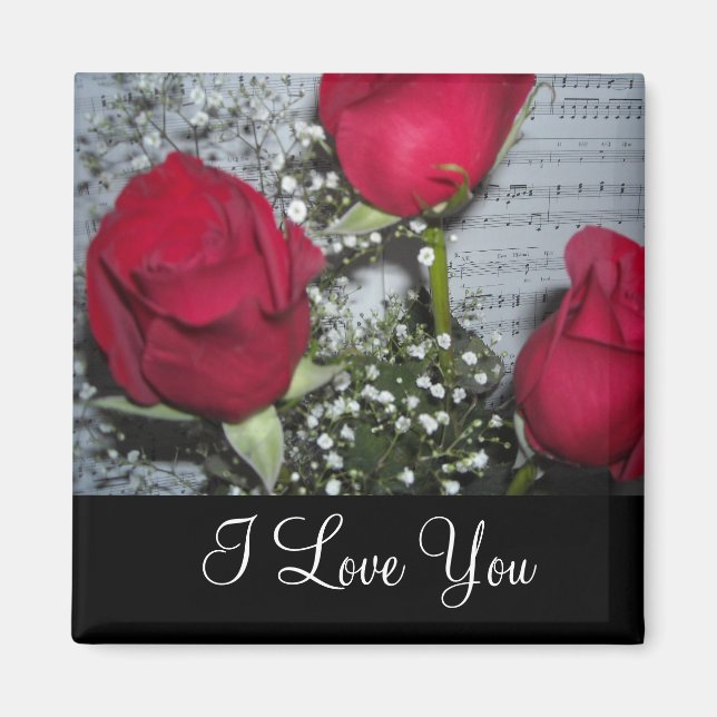 Red Roses Say I Love You Magnet (Front)
