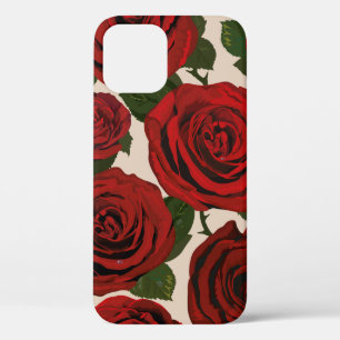Red roses. Seamless floral background. iPhone 12 Case