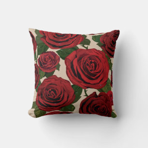 Red Roses: Seamless Floral Background Cushion