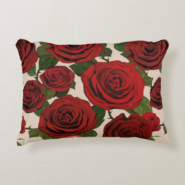 	Red roses. Seamless floral background.  Decorative Cushion (Front)
