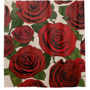 	Red roses. Seamless floral background.  Shower Curtain