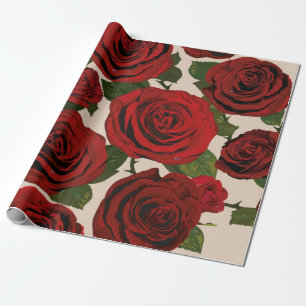 Red roses. Seamless floral background. Wrapping Paper