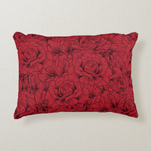 red roses seamless pattern decorative cushion