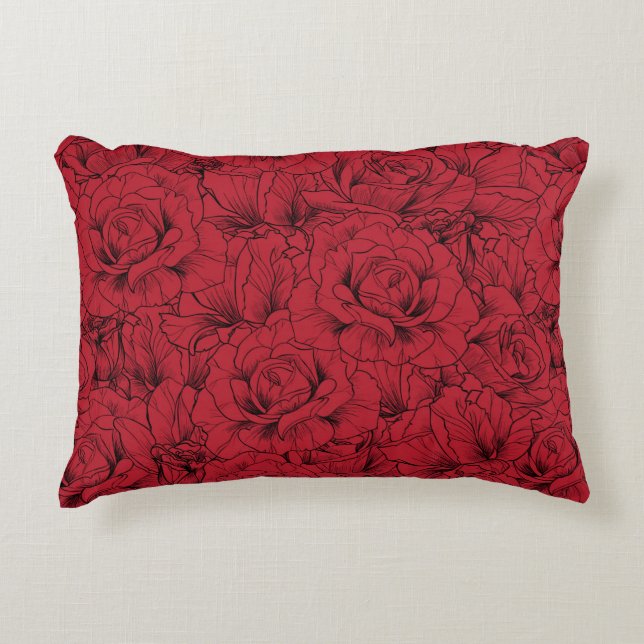 red roses seamless pattern  decorative cushion (Front)