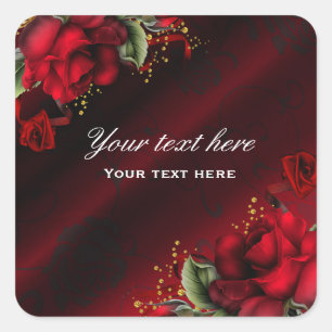 Red Roses Silk Gothic Sticker Label