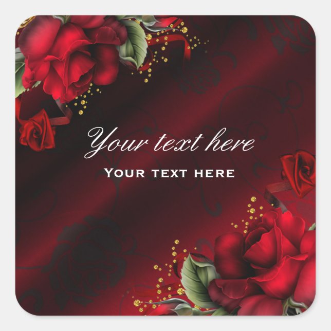 Red Roses Silk Gothic Sticker Label (Front)
