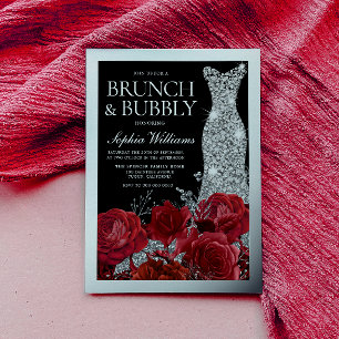 Red Roses & Silver Foil Black Bridal Shower