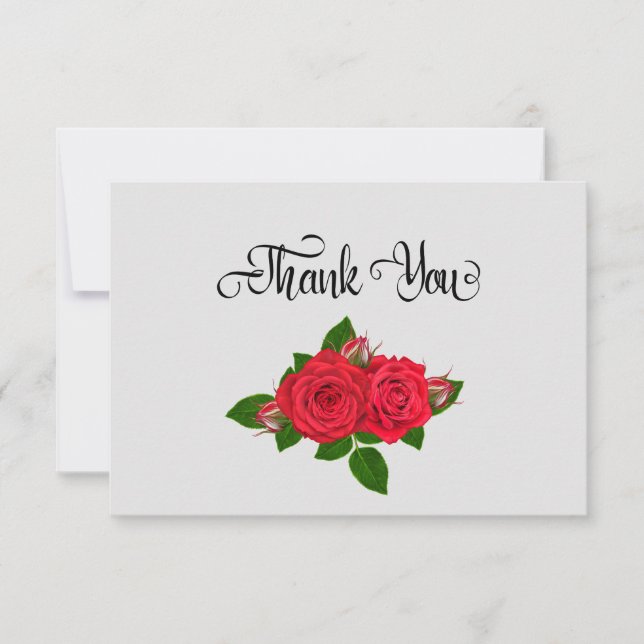 Red Roses Simple Thank You Card (Front)