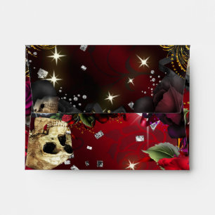 Red Roses & Skulls Gothic Bling Party Envelope
