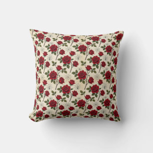 Red Roses & Spider Webs Gothic Cushion