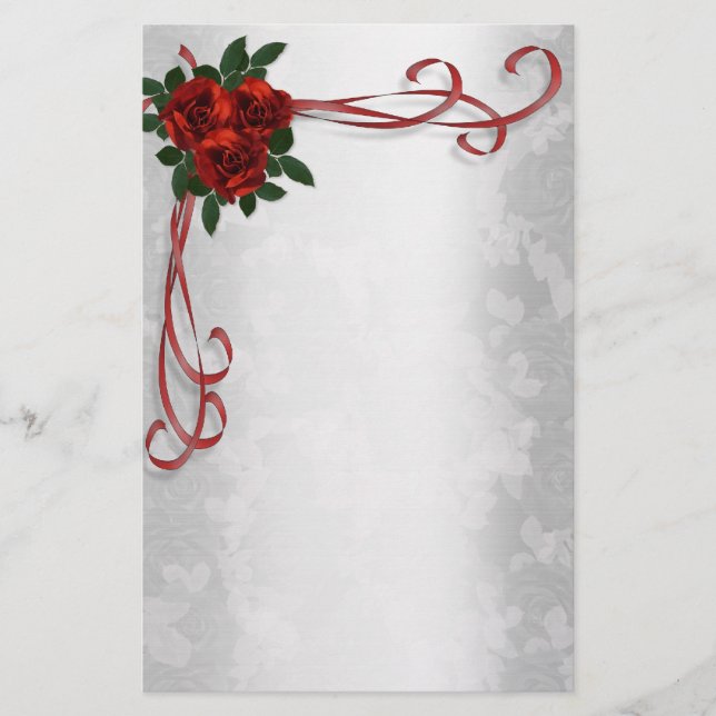 Red roses Stationery (Front)