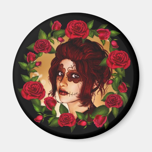 Red Roses Sugar Doll Magnet (Front)