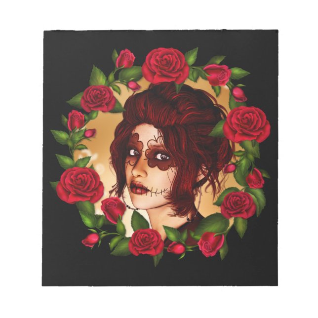 Red Roses Sugar Doll Notepad (Front)