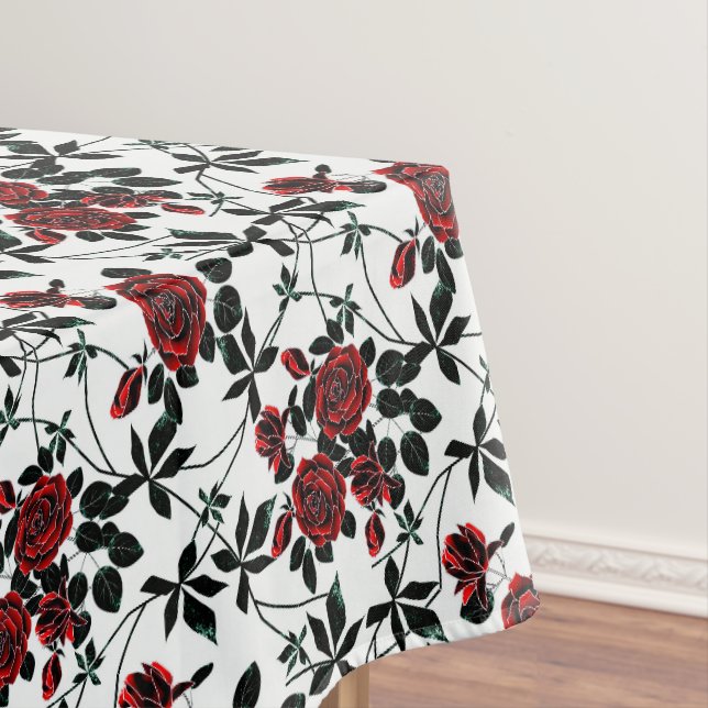 Red roses . tablecloth (In Situ)