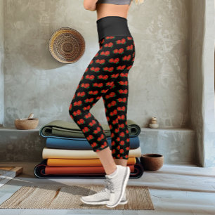 Red Roses Tattoo Capri Leggings