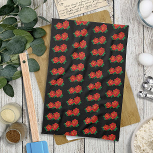 Red Roses Tattoo Tea Towel