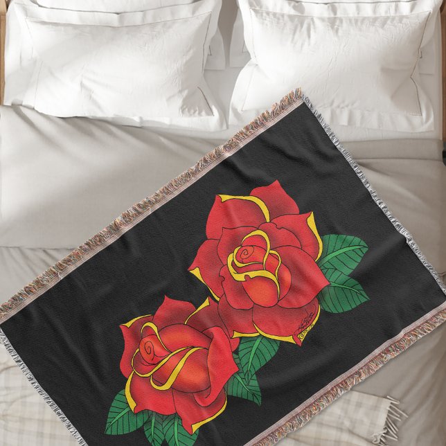 Red Roses Tattoo Throw Blanket (Creator Uploaded)