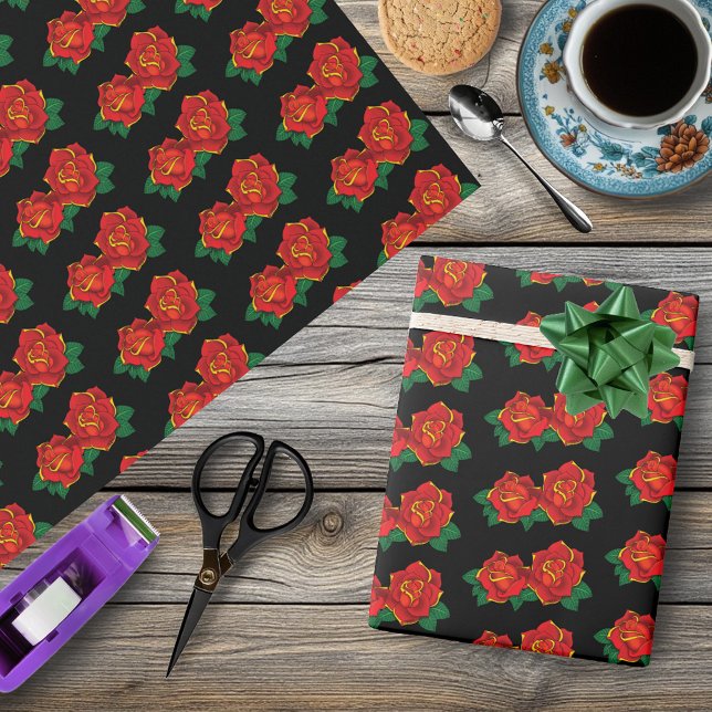 Red Roses Tattoo Wrapping Paper (Creator Uploaded)