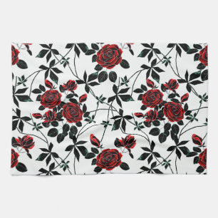 Red roses . tea towel