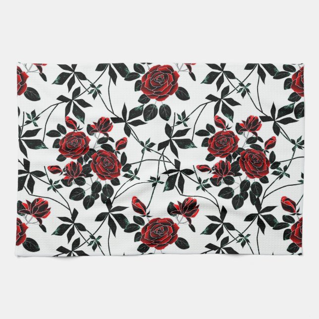 Red roses . tea towel (Horizontal)