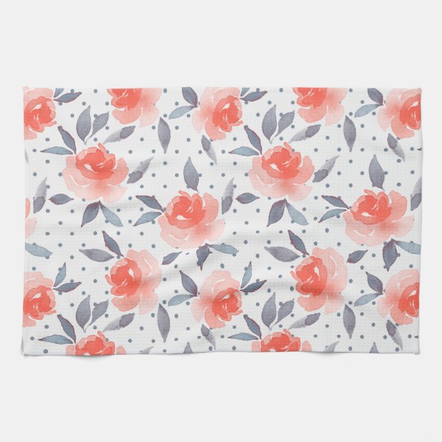Red roses tea towel (Horizontal)