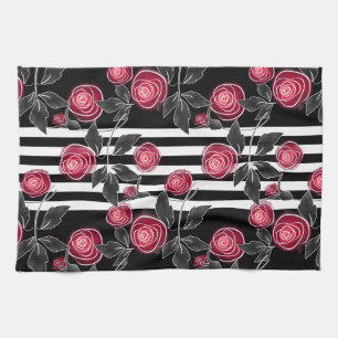 Red roses tea towel