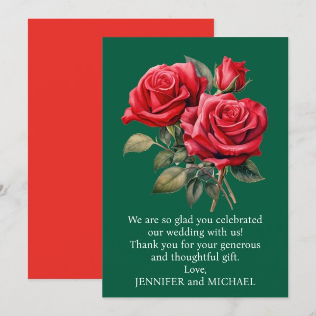 Red Roses Thank You Card (Front/Back)