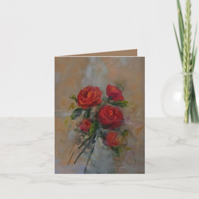 Red Roses Thank You Card (Front)