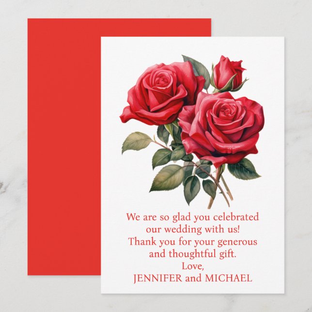 Red Roses Thank You Card (Front/Back)