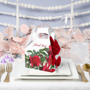 Red Roses Thank You Handle Favour Boxes