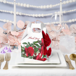 Red Roses Thank You Handle Favour Boxes