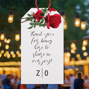 Red Roses Thank You Message Tie On Favour Tags