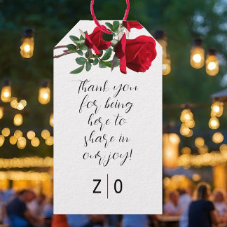 Red Roses Thank You Message Tie On Favour Tags