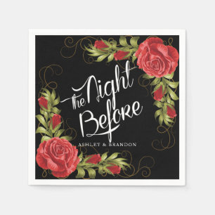 Red Roses The Night Before Rehearsal Dinner Napkin