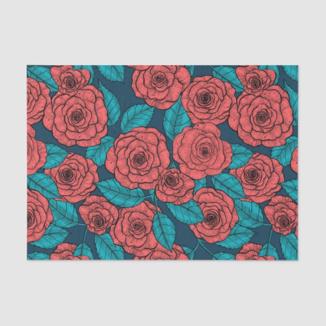 Red roses tissue paper (Front)