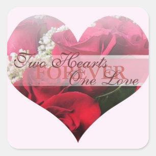 Red Roses Two Hearts One Love heart seal