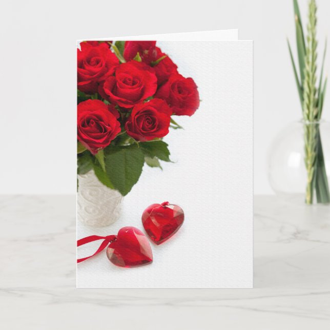 Red roses valentines day holiday card (Front)