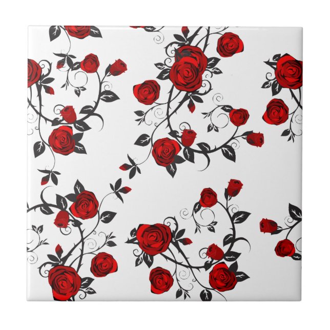 Red roses vector, asymmetric floral petals tile (Front)
