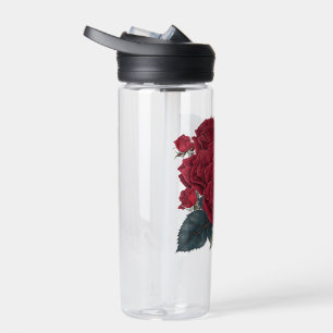 red roses water bottle