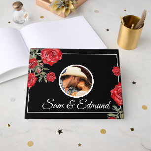 Red Roses Watercolor Elegant - Photo- Guest Book