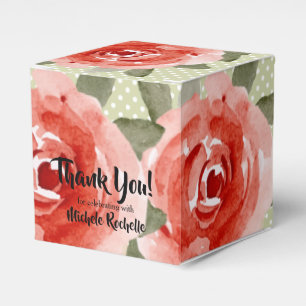 Red Roses Watercolor Floral 2" Favour Box