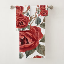 Red Roses Watercolor Floral Botanical Painted