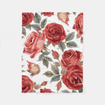 Red Roses Watercolor Floral Botanical Painted