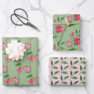 Red Roses Watercolor Hand-painted Wrapping Paper Sheet